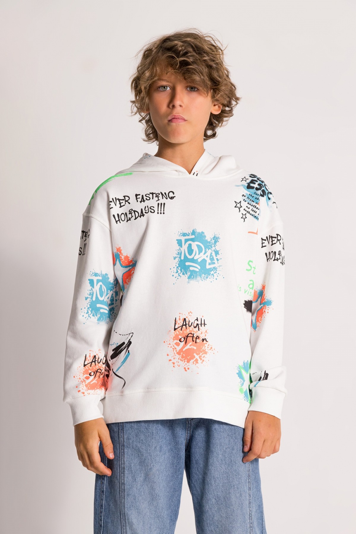 Erkek Çocuk Sweat 9-14 YAŞ Beyaz