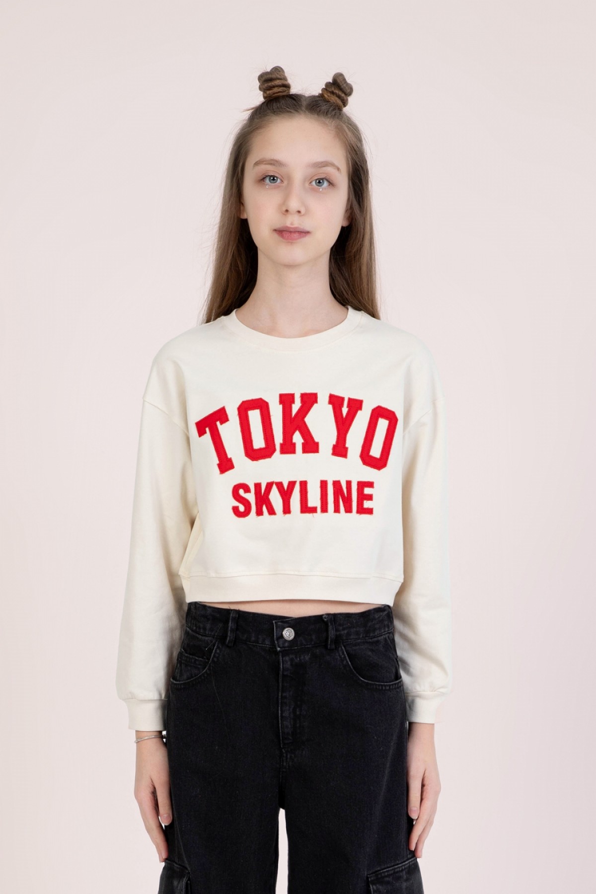 Tokyo Crop Sweat 9-14 YAŞ-Krem