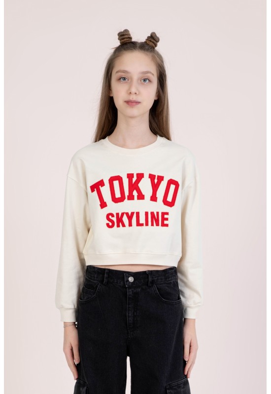 Tokyo Crop Sweat 9-14 YAŞ-Krem