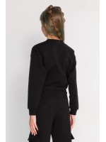 Kız Cepli Crop Sweat 9-14 YAŞ Siyah