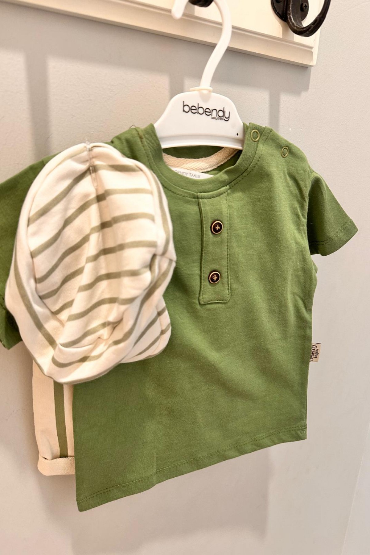 Erkek Bebek Şortlu Takım Yeşil