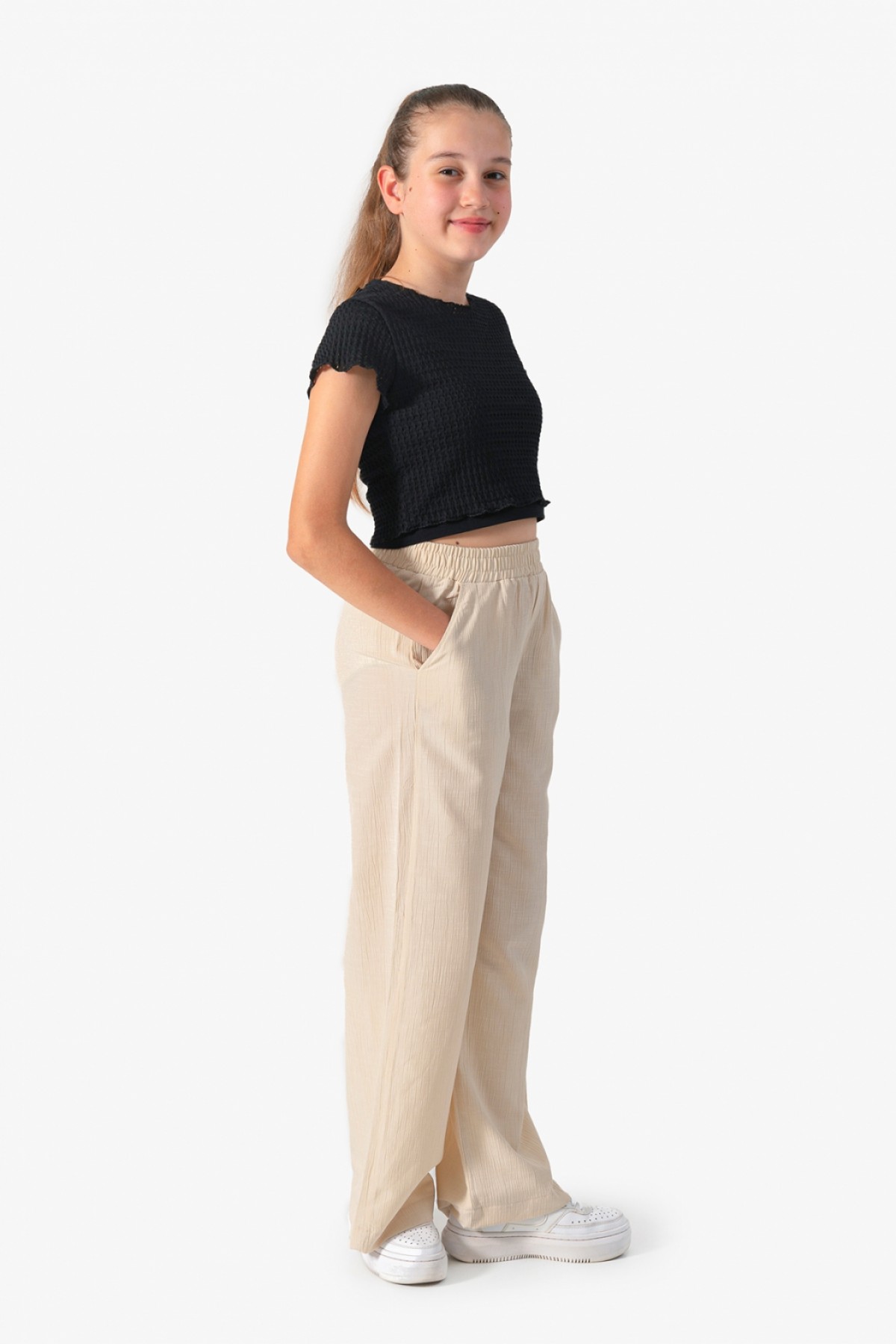 Kız Çocuk Pantolon 9-14 YAŞ-Bej 0382