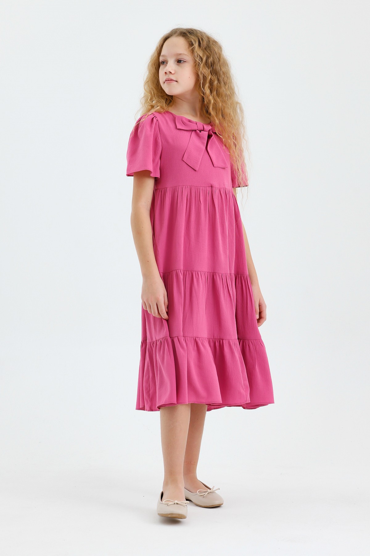 Kız Çocuk Fiyonk Elbise Pembe CK50883