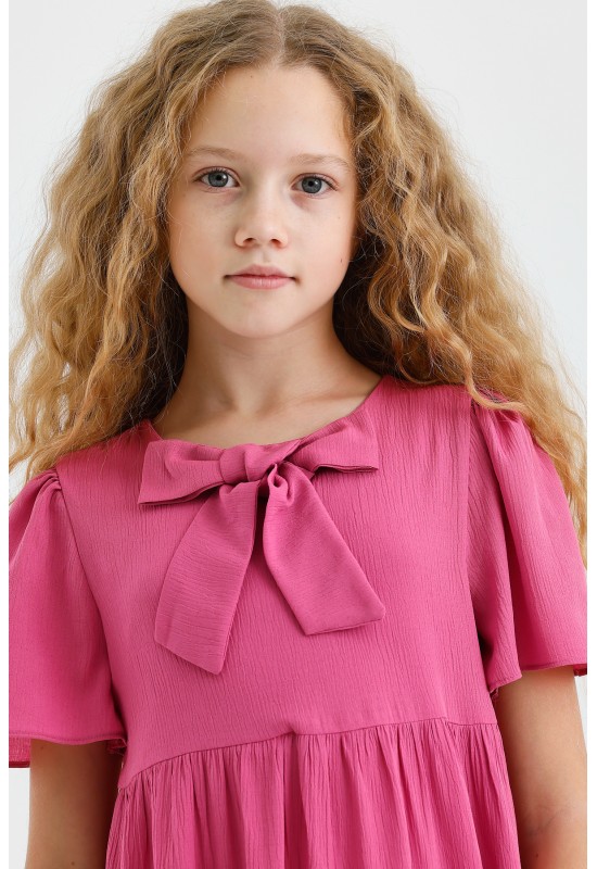 Kız Çocuk Fiyonk Elbise Pembe CK50883