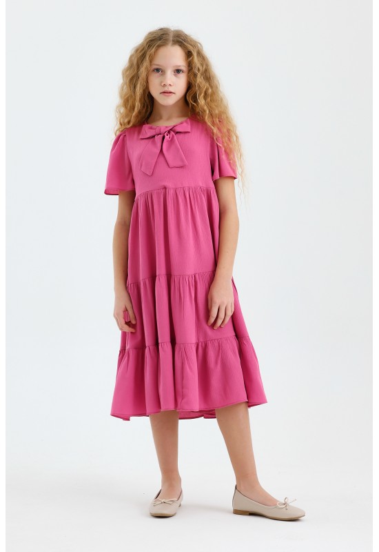 Kız Çocuk Fiyonk Elbise Pembe CK50883
