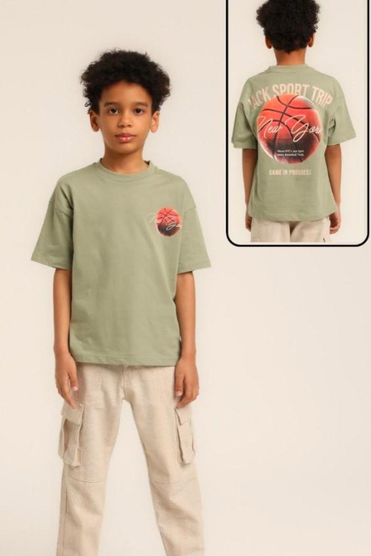 Erkek Çocuk Top Desenli Tshirt Yeşil