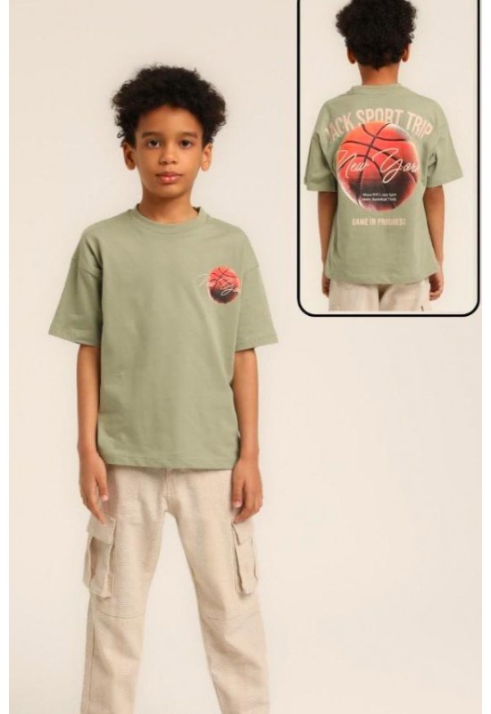 Erkek Çocuk Top Desenli Tshirt Yeşil