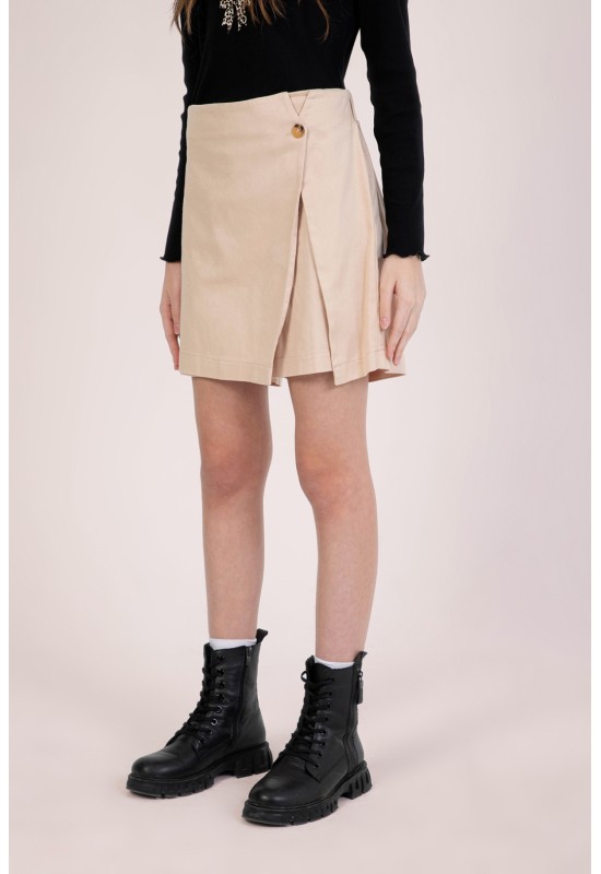 Kız Çocuk Gabardin Şort Etek Bej 542