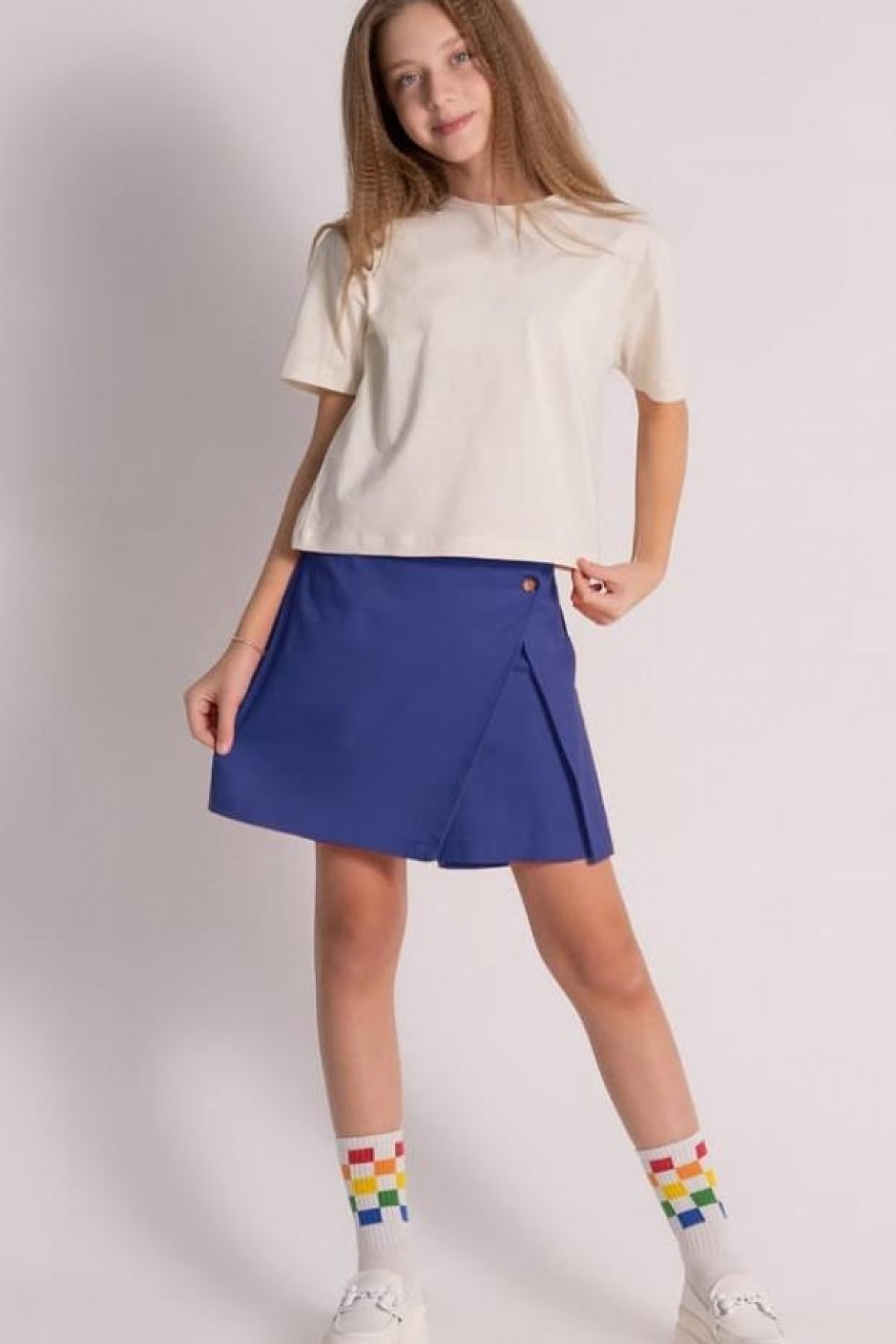 Kız Çocuk Gabardin Şort Etek İndigo 542