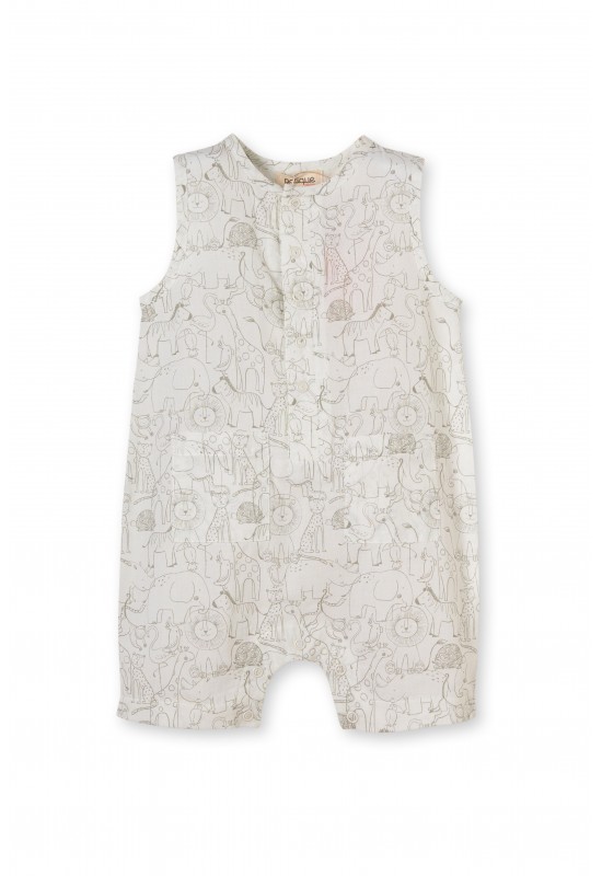 Hayvan Desenli Cepli Organik Pamuk Unisex Çocuk Tulum Hayvan Desenli Cepli Organik Pamuk Unisex Çocuk Tulum