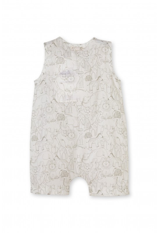 Hayvan Desenli Cepli Organik Pamuk Unisex Çocuk Tulum Hayvan Desenli Cepli Organik Pamuk Unisex Çocuk Tulum
