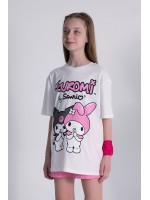 Kuromi Hello Kitty Tshirt Krem