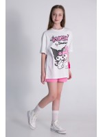 Kuromi Hello Kitty Tshirt Krem