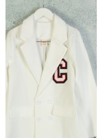 Blazer Ceket Şort Etekli Takım Ekru