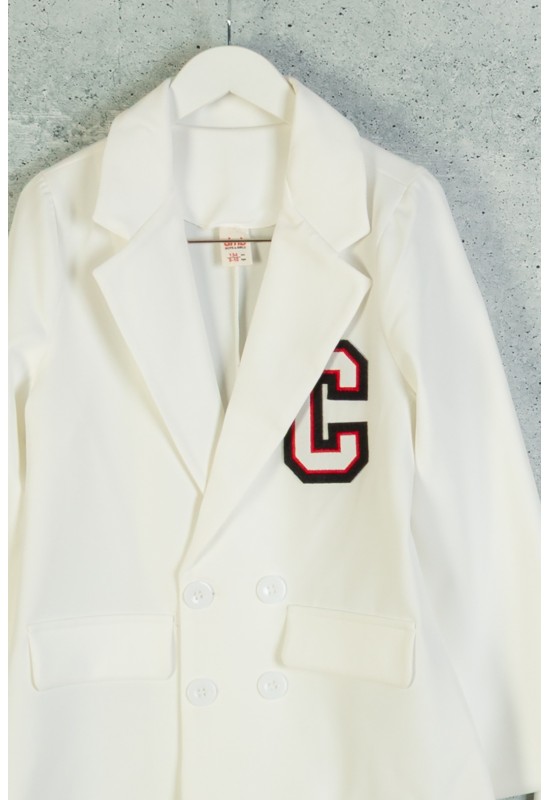 Blazer Ceket Şort Etekli Takım Ekru