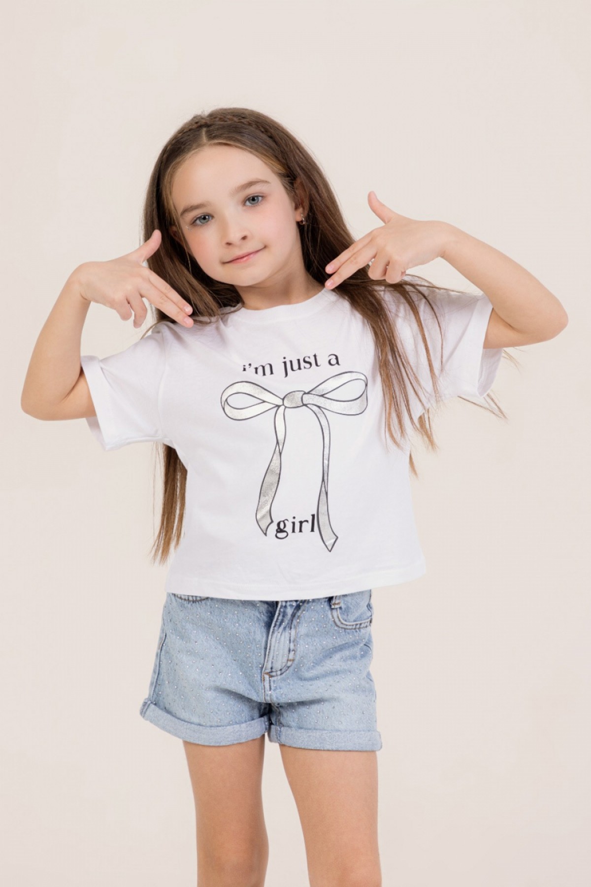 Fiyonk Baskı Crop Tsrt 0675 Beyaz