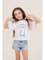 Fiyonk Baskı Crop Tsrt 0675 Beyaz