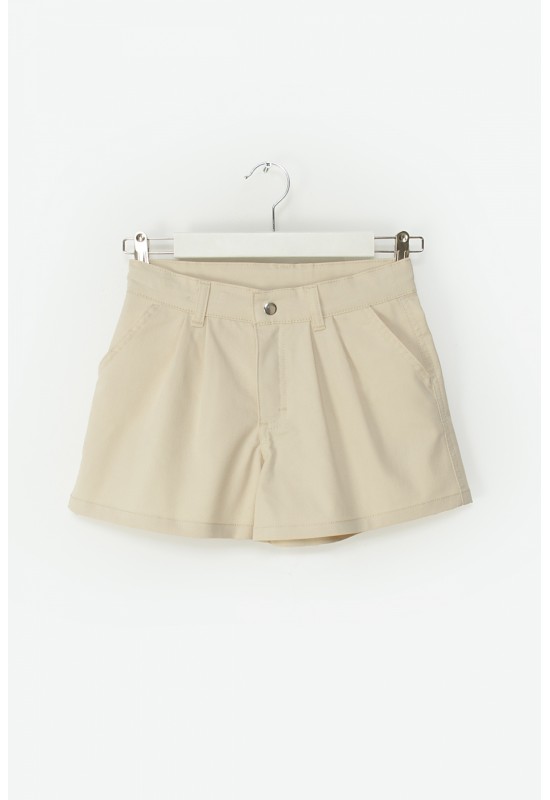 Gabardin Pileli Şort M0602 Bej