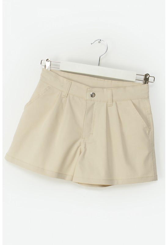 Gabardin Pileli Şort M0602 Bej