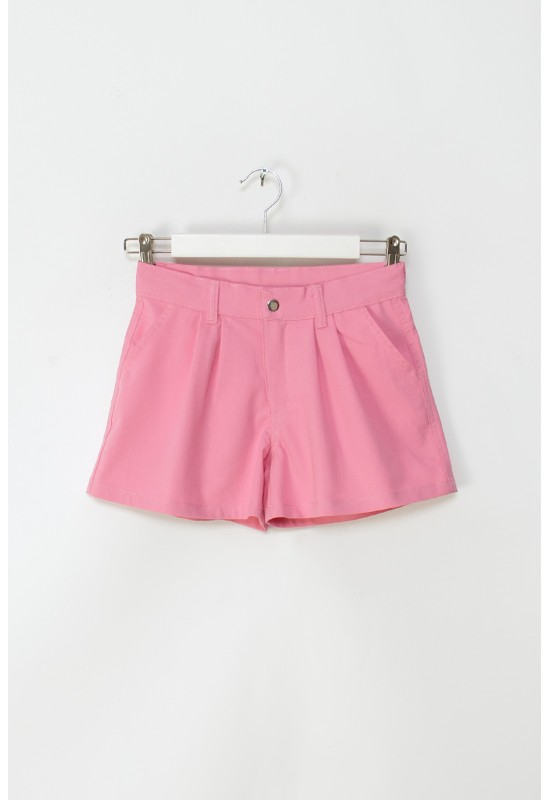 Gabardin Pileli Şort M0602 Pembe