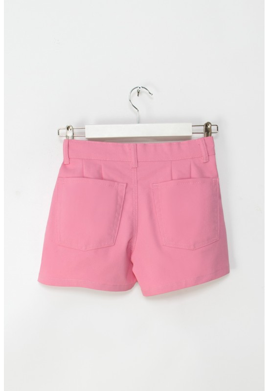 Gabardin Pileli Şort M0602 Pembe