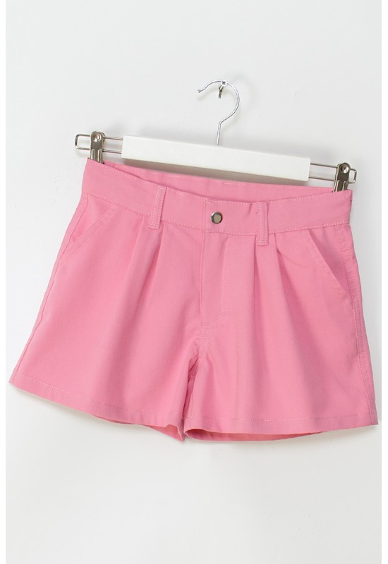 Gabardin Pileli Şort M0602 Pembe