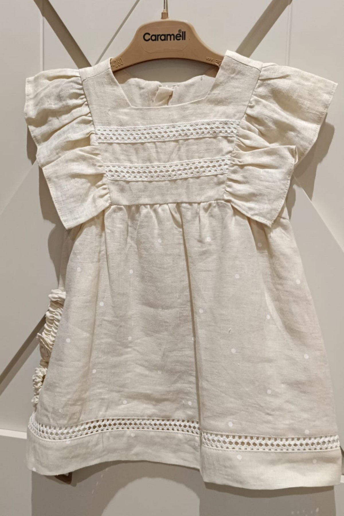 Bebek Linen Girl/Keten Elbise Bej