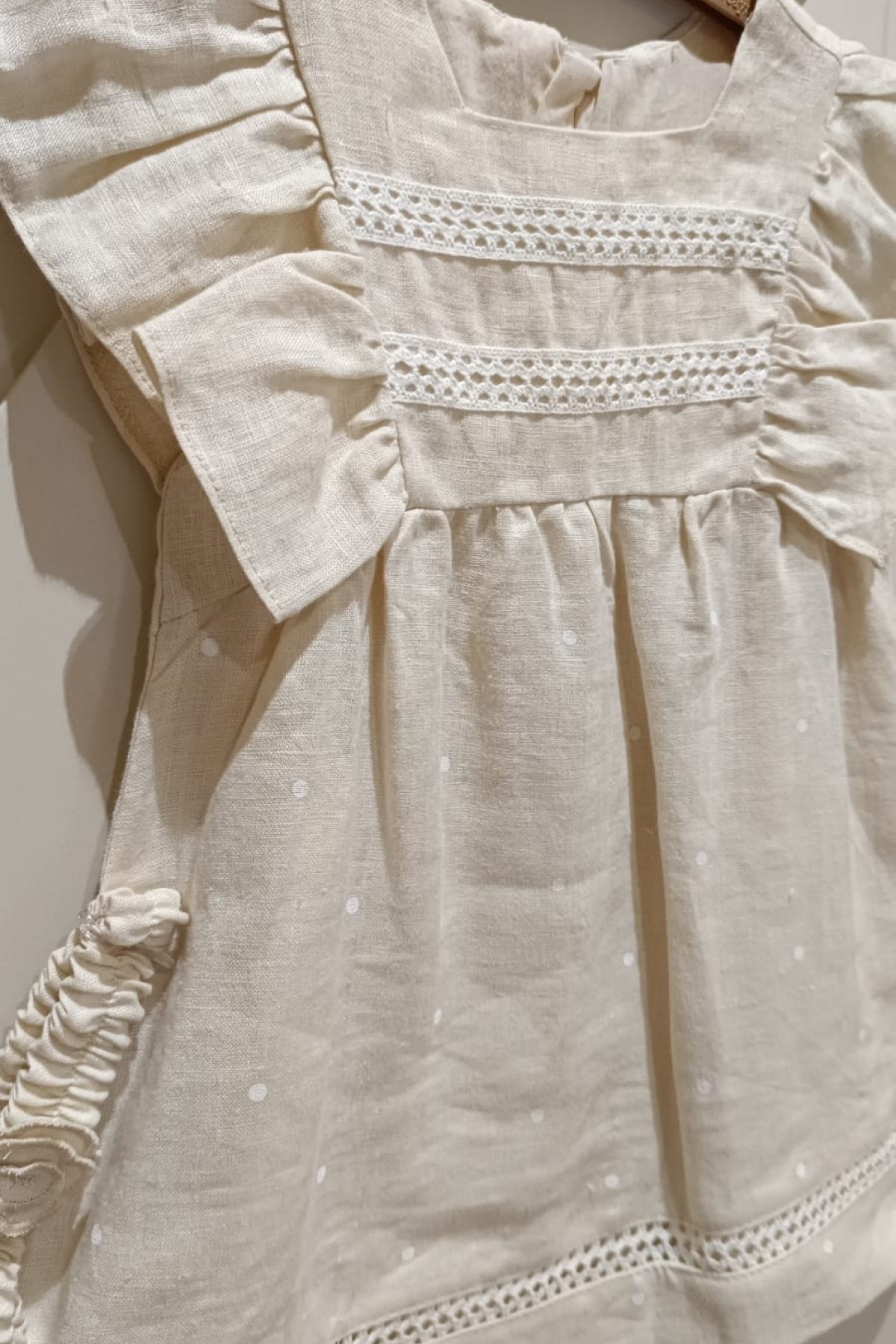 Bebek Linen Girl/Keten Elbise Bej