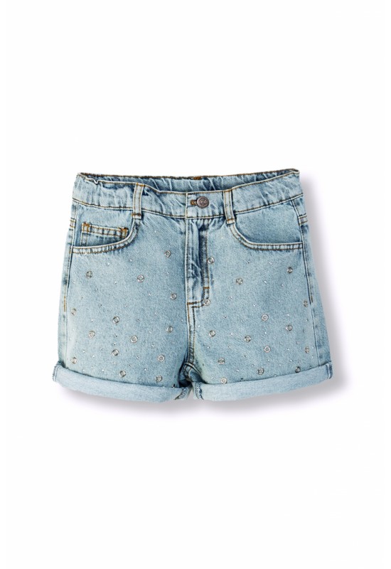 Kız Çocuk Zımbalı Kot Şort Denim 9/14 yaş