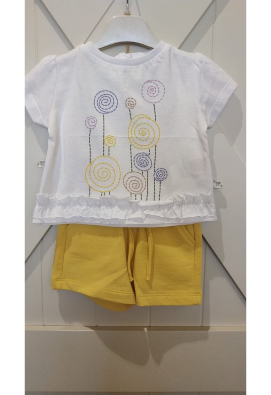 Kız Bebek Lolipoplu Şortlu Takım Sarı