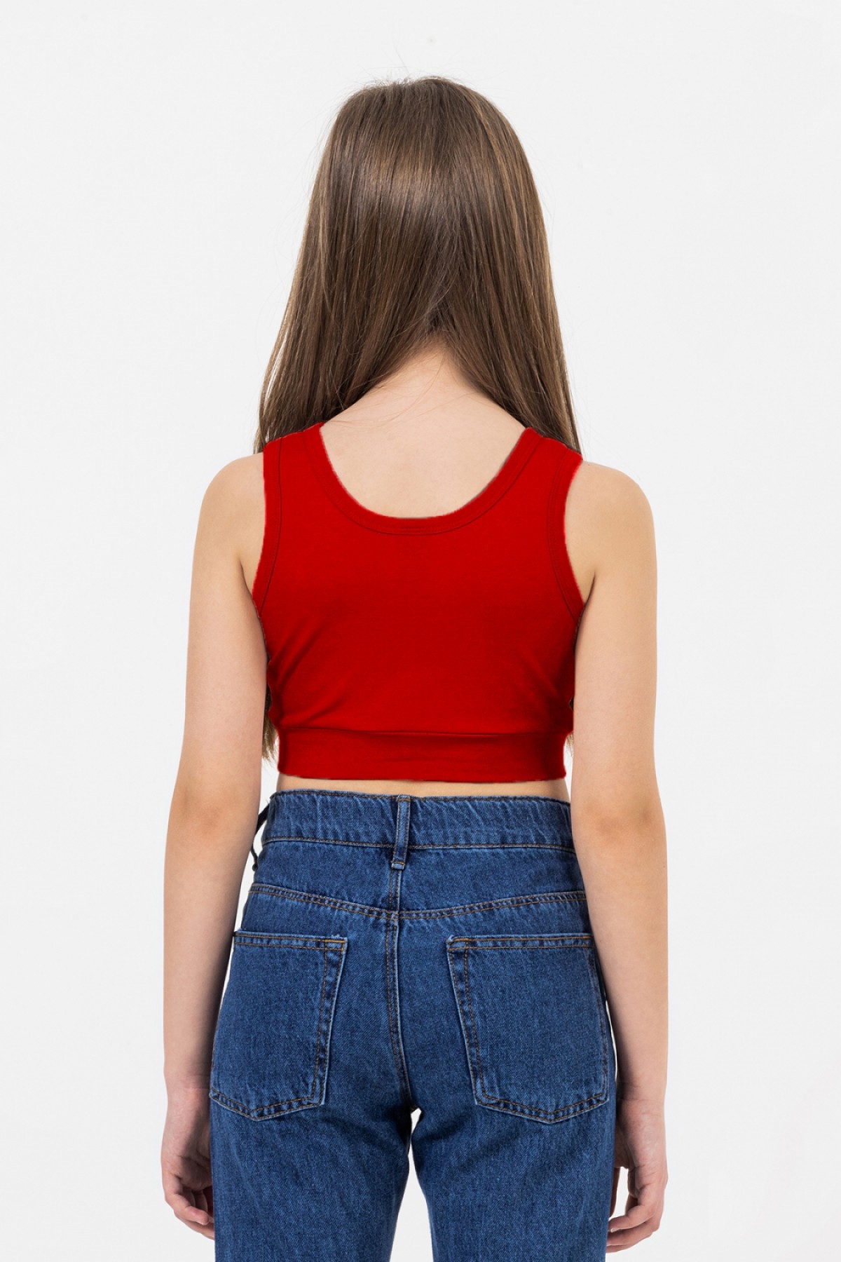 Kız Çocuk Kısa Crop M2701 Kırmızı